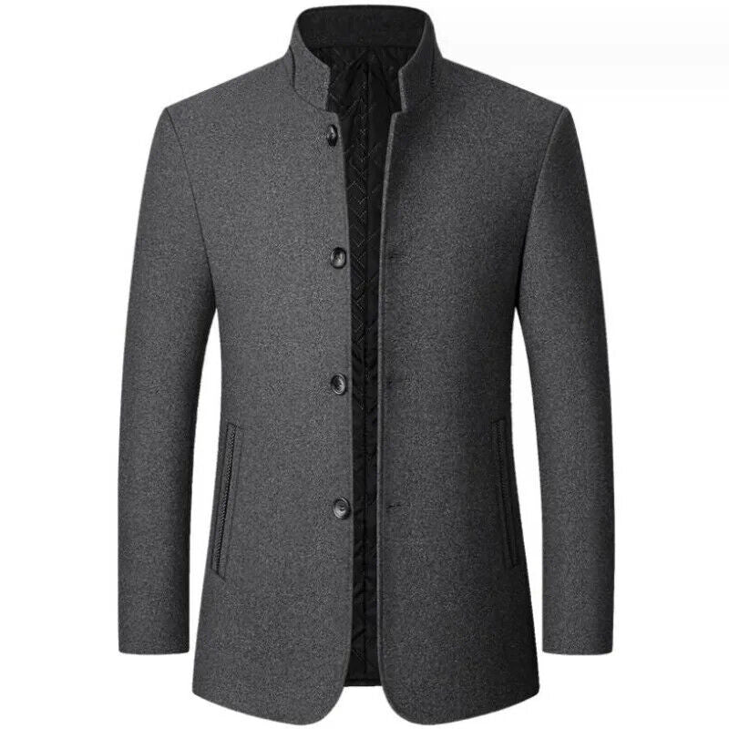Coat Men Winter Overcoat Jackets Trench Outerwear Wool Coat Stand Collar