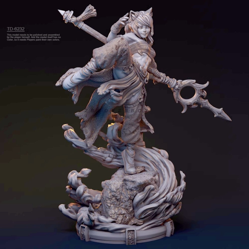 1/24 resin figure model kit Fantasy Martial Arts Girl 3D Printing Unassembled