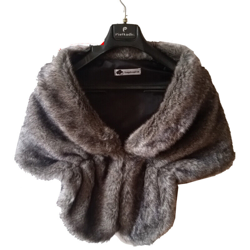 Elegant High-grade Bridal Wedding Luxury Fur Long Shawl Stole Wrap Shrug Scarf