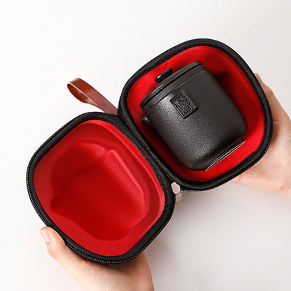 Car Travel Tea Set Ceramic Outdoor Tea Pot Four Tea Cups Filter Net Portable Bag