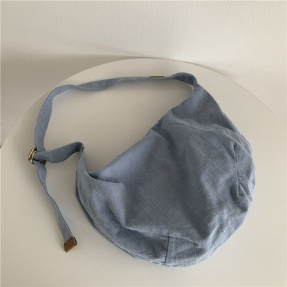 Big Size Dumpling Bag Canvas Purse Large Messenger Crossbody Pouch 42*28*11.5 CM