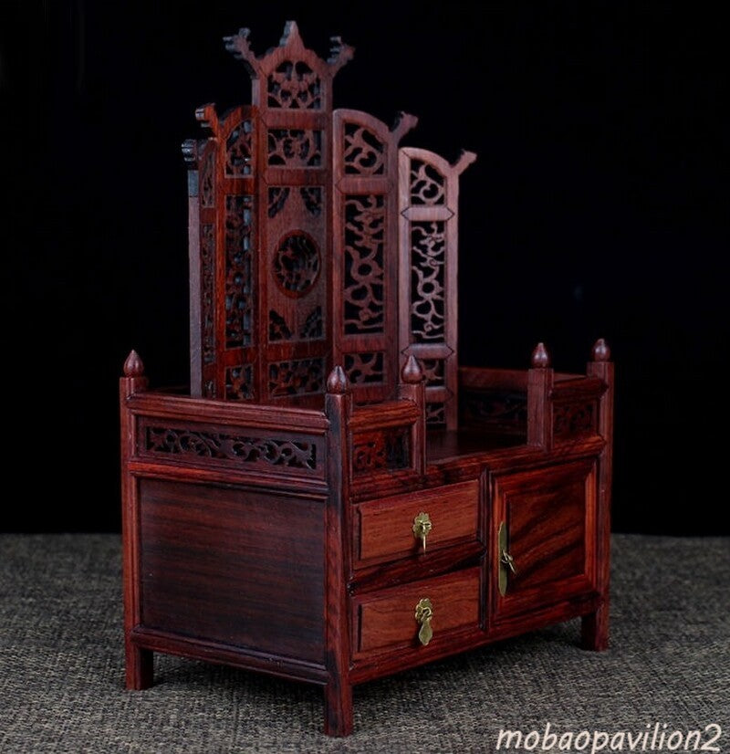 Old Rosewood Carved Miniature Display Table Buddha Altar Butsudan Shrine Praying