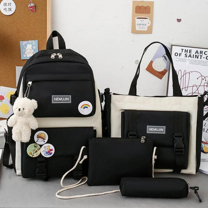 4 in 1 Pcs Sets Nylon Waterproof Backpack School Large Shoulder Bags 42*13*29 CM