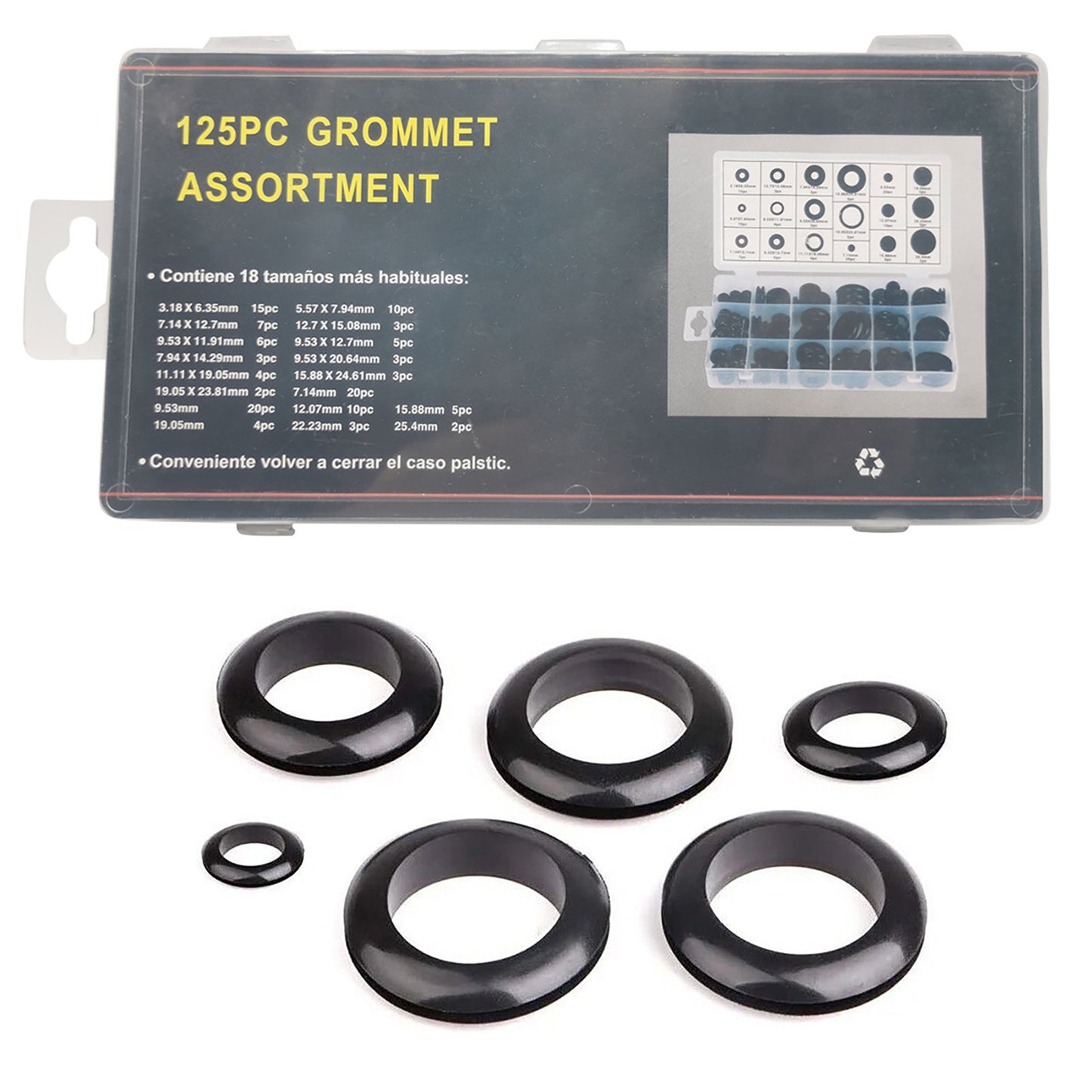 125PCS/Set Rubber Grommet Firewall Hole Plug Electrical Wire Gasket Assortment
