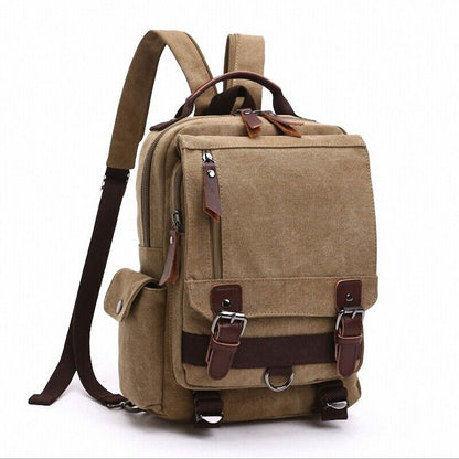 Unisex Canvas Convertible Small Backpack Rucksack Chest Pack Sling Bag Traavel