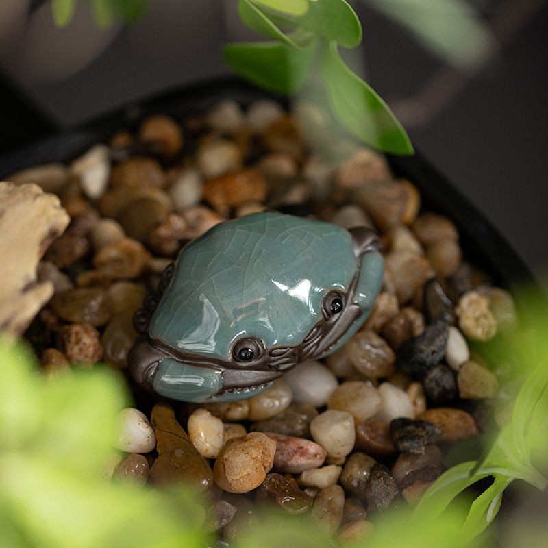 Ceramic Crab Tea Pet 6.5×3.8×3.6cm Handmade Tea Table Decor Ornament
