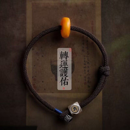 Natural Amber Rope Bracelet Zodiac Buddha Couple Beads Bracelet for Men Women