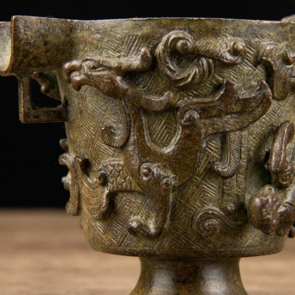 Chinese copper brave troops auspicious beast cup copper dragon totem decoration -