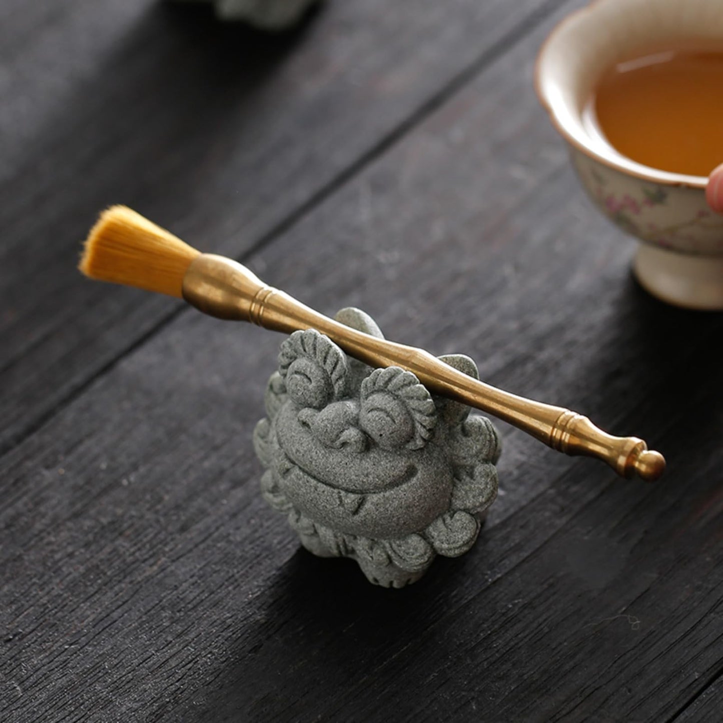 Chinese Style Green Lion Tea Pet 6.2cm Tea Play Kung Fu Tea Table Decoration