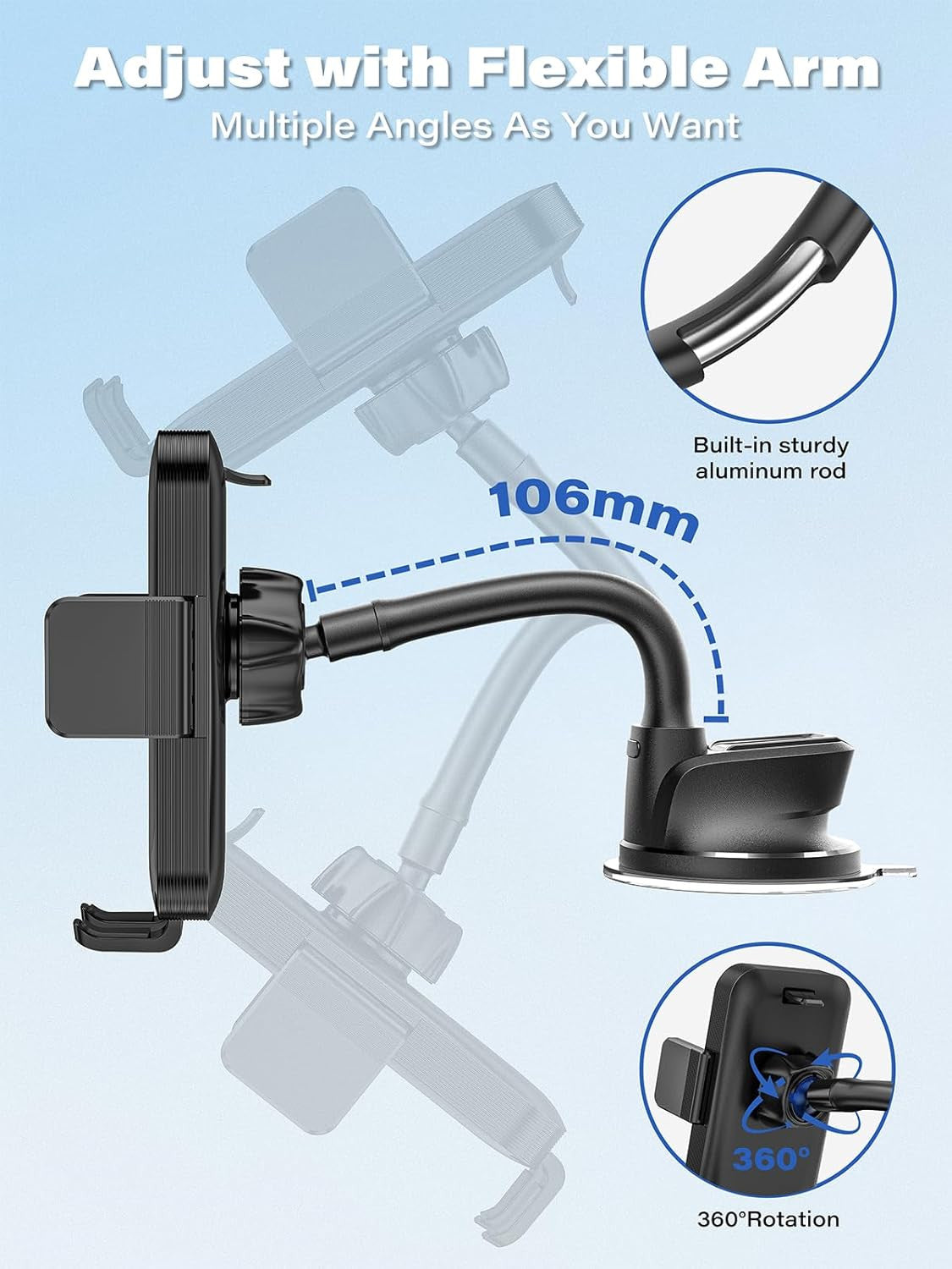 Boat Phone Holder Suction Cup Mount – Waterproof Marine Dashboard Cell Phone Hol