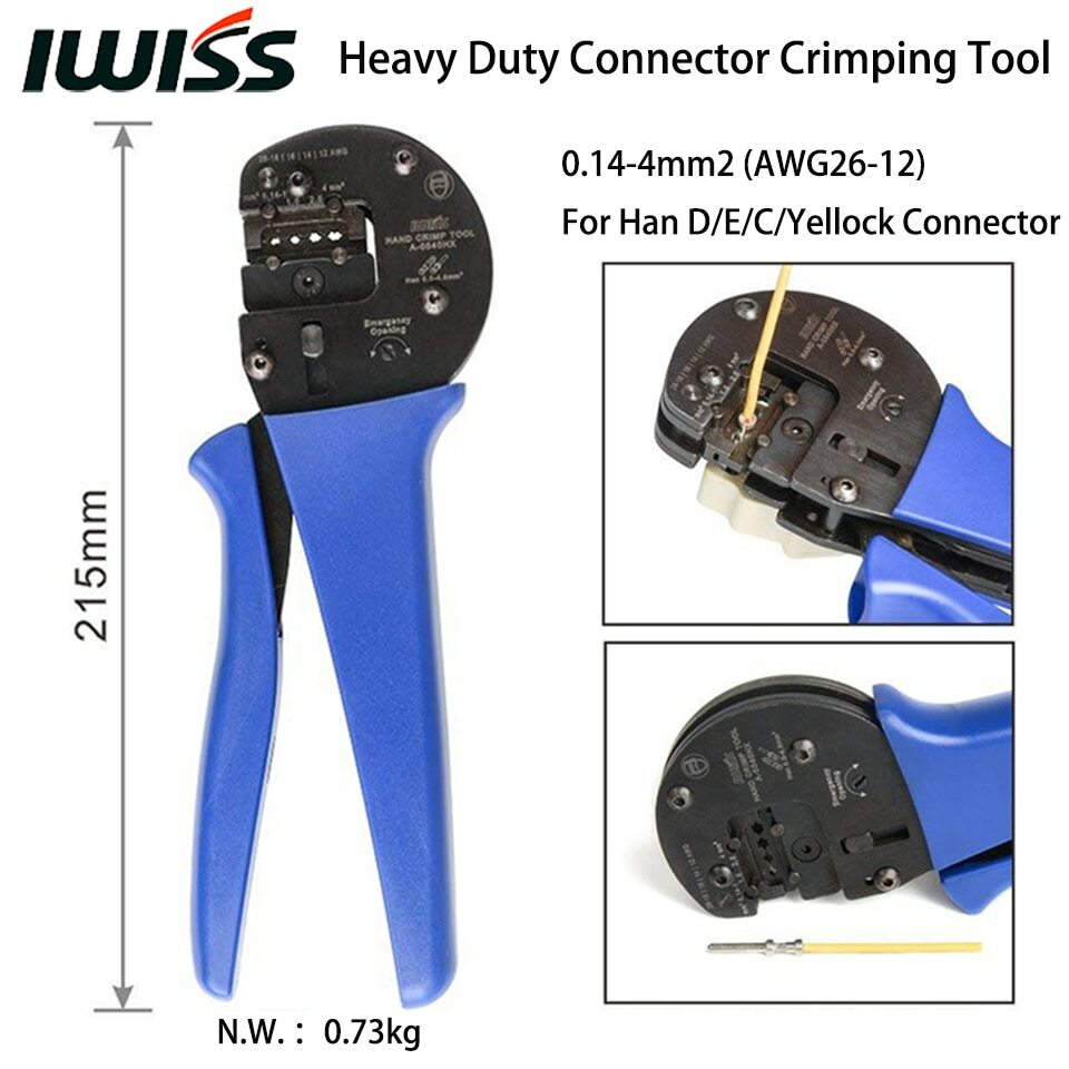 IWISS Hand Crimping Plier Tools A0540HX Crimper for 0.14mm2-4.0mm2 AWG26-12