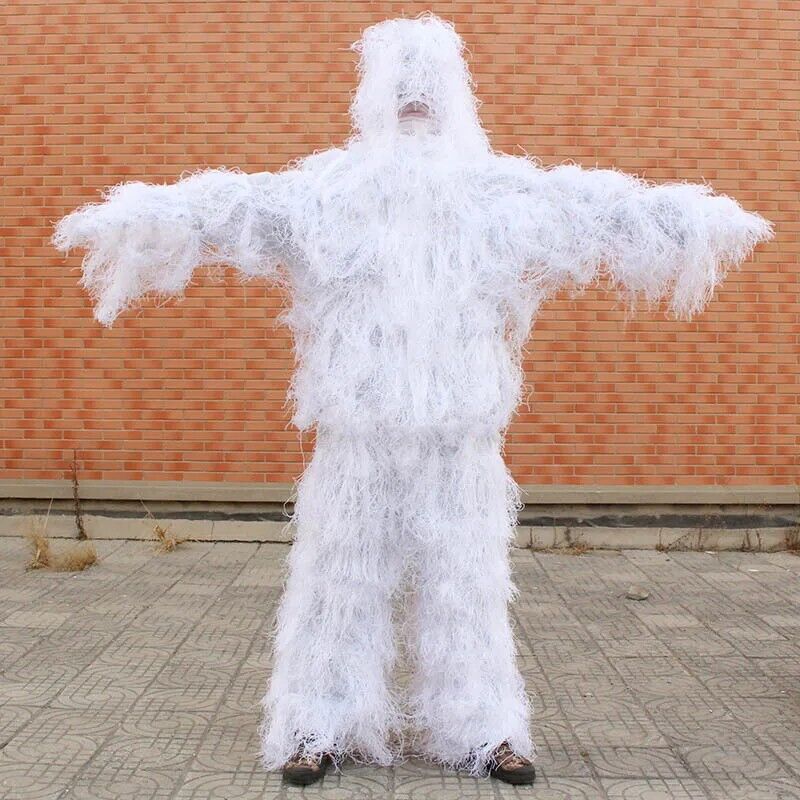 Men White Ghillie Suits Synthetic Fiber Yowie Sniper Tactical Hunting Clothing