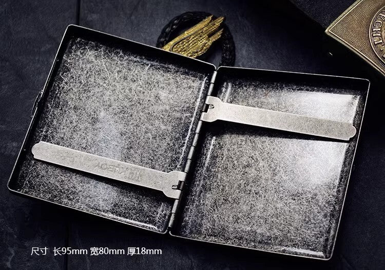 WW2 German Edelweiss Brass Carved Cigarette Box 16 Cigarettes
