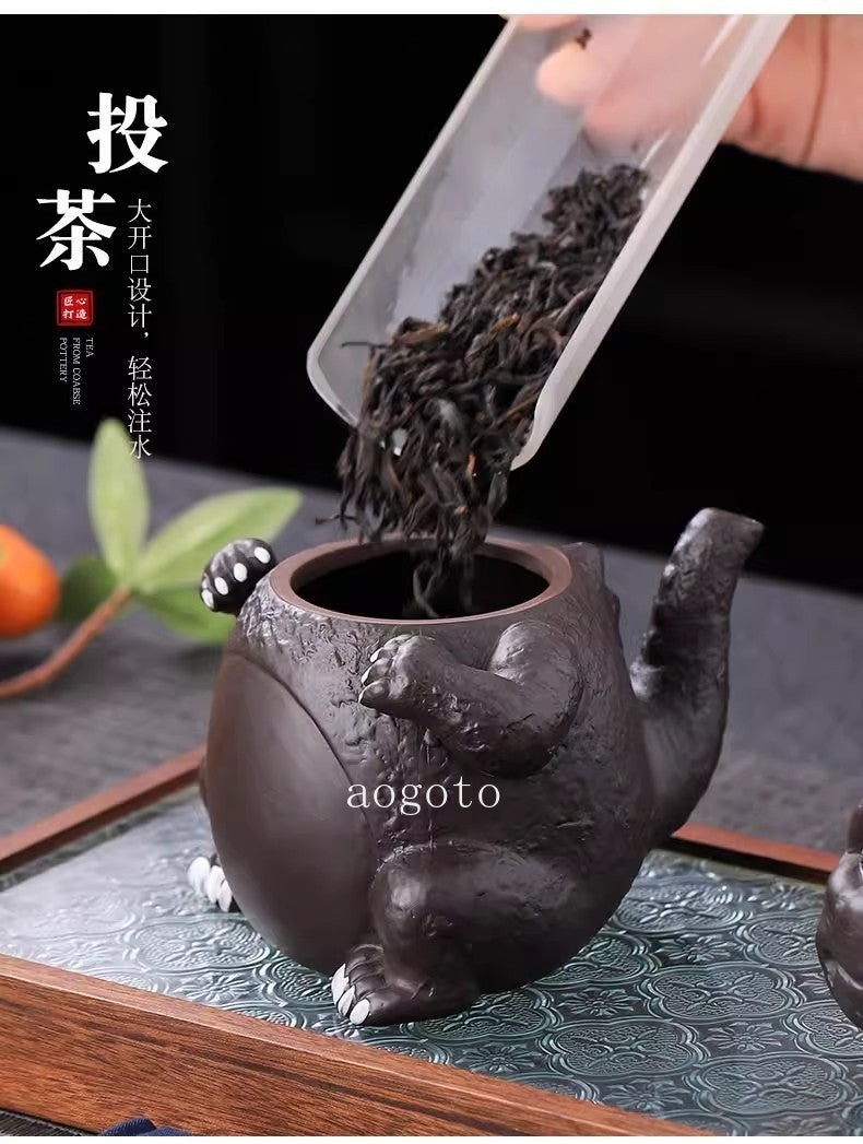 ZiSha Clay Teapot Handmade Cute Monster Artwork Water Pot Home Decor Collection