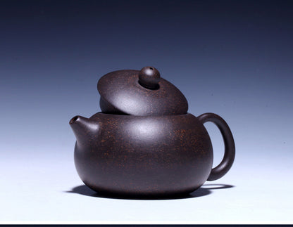 Authentic Yixing Zisha Teapot Marked Ball Shaped Infuser Holes Black Galaxy Clay