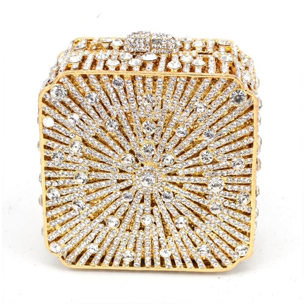 Party Purse Luxury Crystal Clutch Metal Frame Evening Bag Handbags 11*11*6.5 CM