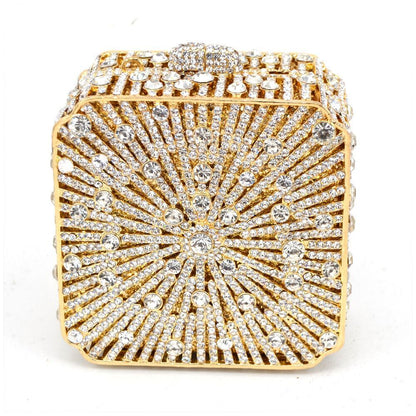 Party Purse Luxury Crystal Clutch Metal Frame Evening Bag Handbags 11*11*6.5 CM
