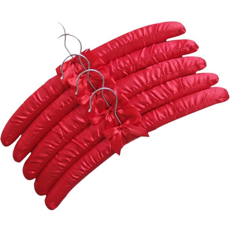 Clothes Hangers 5Pcs Wooden Fabric Coated Sponge Padded Hotel Shop Display Racks