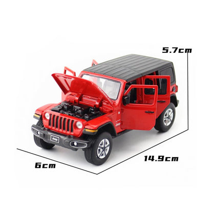 1:32 Diecast JEEP Rubicon SUV Metal Car Model Toy Door Open Sound Light Gift