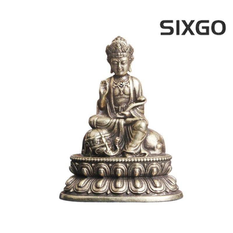 Pure Brass Samantabhadra Bodhisattva Buddha Statue Decoration Craft Ornament