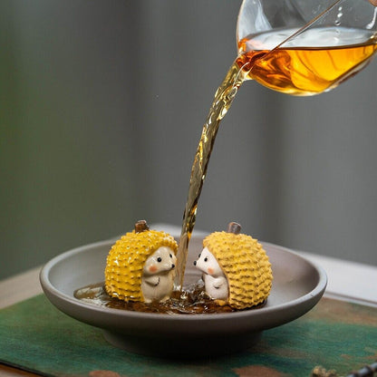 True Yixing Zisha Tea Pet Cat Hedgehog Durian Shape Creative House Warming Gift