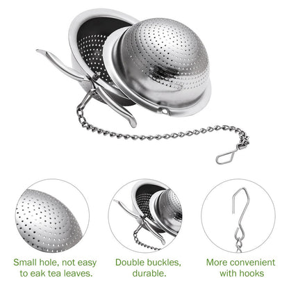 2pcs Stainless Steel Loose Mesh Ball Tea Leaf Strainer Infuser Herb Spice Filter