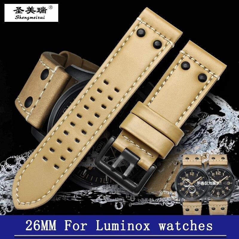 26mm Leather Strap Fits For Luminox 1922/1924/1942/1944/1925/1922.bo/ 1942.m/