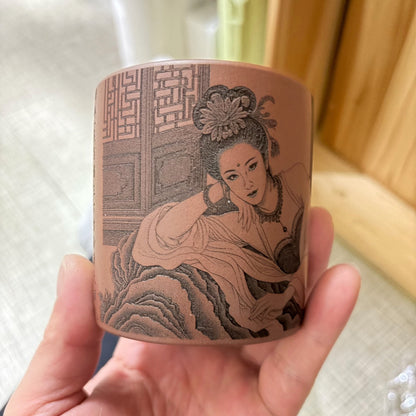 Yixing Purple Clay Beauty Cup Red Clay Carved Guifei Drunk Tea Cup Large