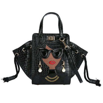 Lady Face Shoulder Bags Funky Top Handle Satchel Handbags Clutch Purse Bat Bag