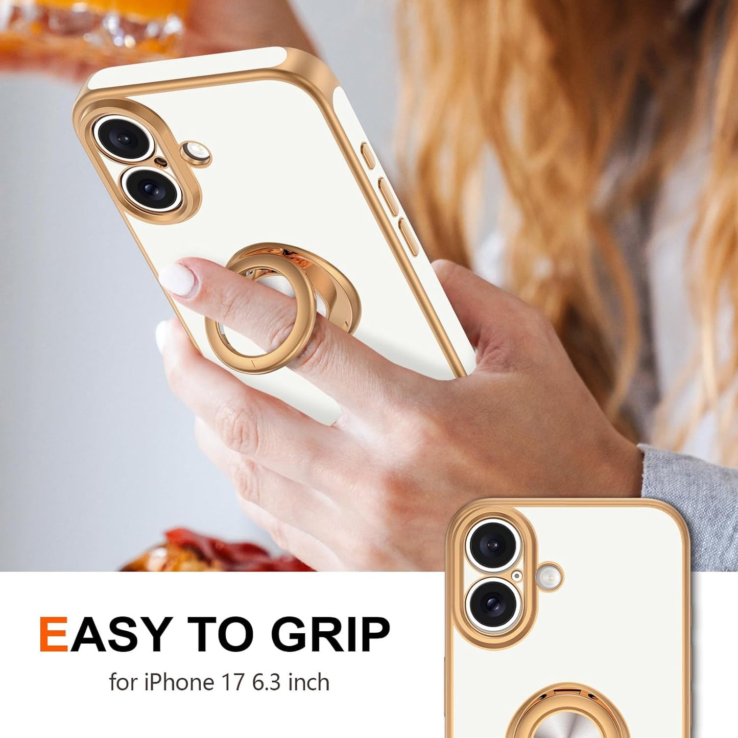 for Iphone 17 Case with Ring Stand, 360° Rotatable Ring Holder Magnetic Kickstan
