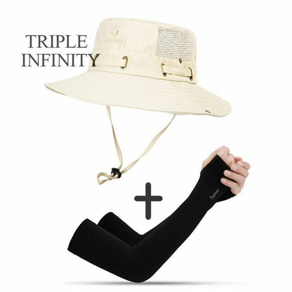 Summer Bucket Hat Mesh Breathable Outdoor Fishing Mountaineering Hiking Foldable