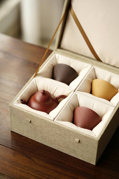 4pcs of set chinese Yixing Handmade Zisha Pear HU Zhu Clay tea cup Gongfu teapot
