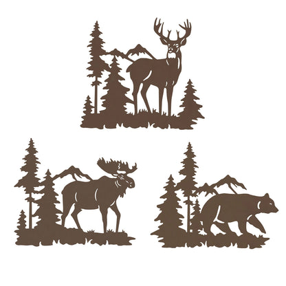Deer Bear Moose In The Forest Pine Tree, Set Of 3 Concise Decoration Hanging