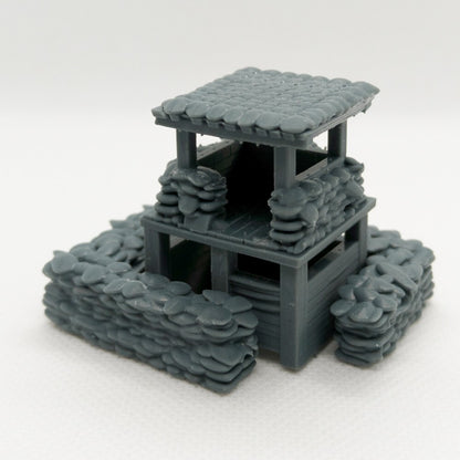 SST64123 1/64 Miniature Scene Bunker With Watchtower Sandbags Vietnam War Era