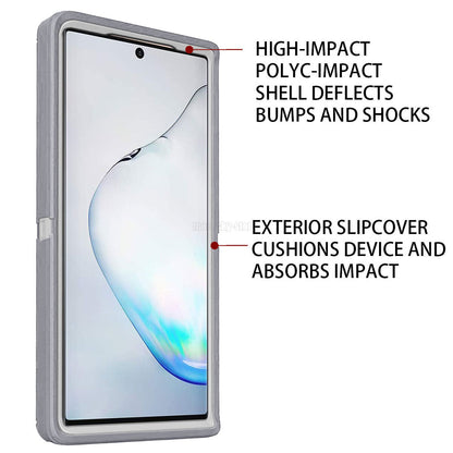 For Samsung Galaxy Note10 Plus 5G Case Impact Clip Holster Cover, Tempered Glass