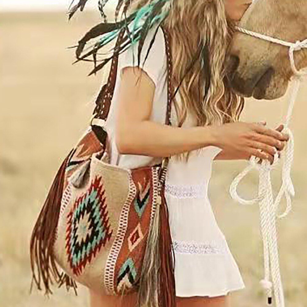 Canvas Linen One Shoulder Bag Female Beach Purse Grassland Retro Crossbody 1 PC