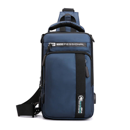 Backpack Chest Pack Shoulder Bag with USB Charging Port Nylon Cross body Bags