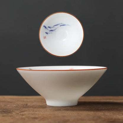 1Pc Chinese Ceramic Teacup Hand Painted Flowers and Birds Cup Porcelain Tea Set