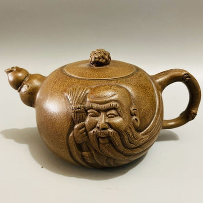 15CM Handmade Purple Clay Pot Zen Heart Tea Pot Decoration In Yixing China