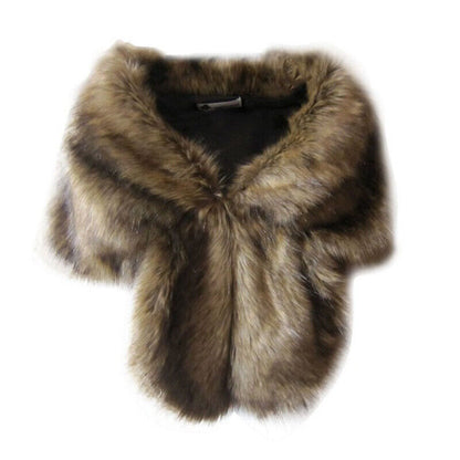 Elegant High-grade Bridal Wedding Luxury Fur Long Shawl Stole Wrap Shrug Scarf