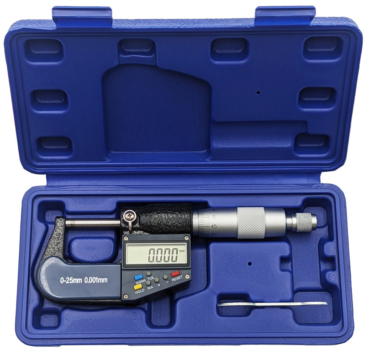 0-25mm (0-1") Digital Micrometer with 6 Digit LCD Display, 0.001mm Resolution