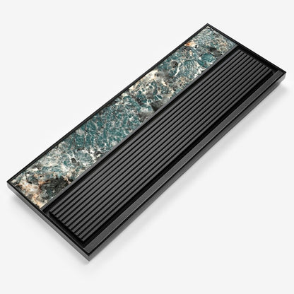 Weighted Stone Tea Tray Water Draining Black Stone Serving Tray Natural Stone