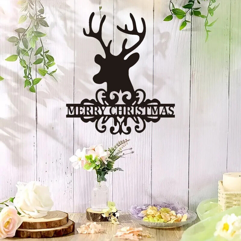 Christmas Elk Metal Welcome Sign, Christmas Decoration, Metal Silhouette