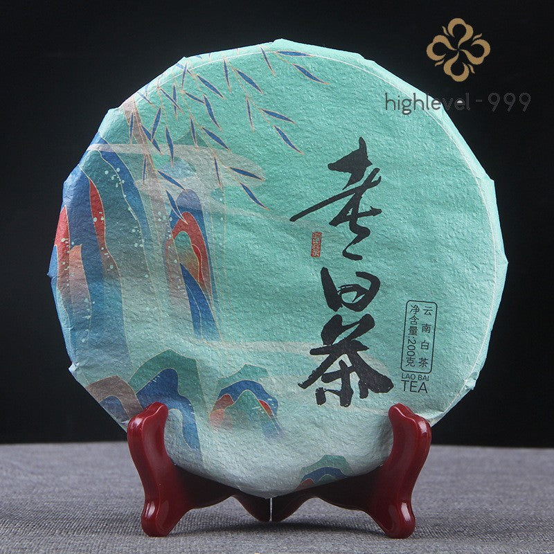 200g White Tea Yiwu Spring Ancient Tree Aged Lattice Compressed Tea Cake Yunnan