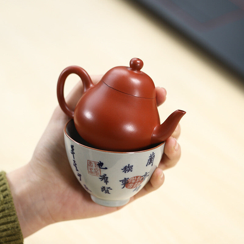 True Yixing Zisha Zhu Clay Tea Pot 90ml Chinese Kungfu Tea Pot Marked Pear Shape
