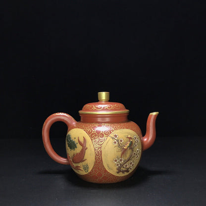 Chinese Yixing Zisha Clay Handmade Exquisite Teapot （春华秋实 底款：康熙御制）