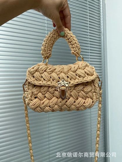 Women Handbag Chains Woven Shoulder Crossbody Bags Women Flap Lady Purses