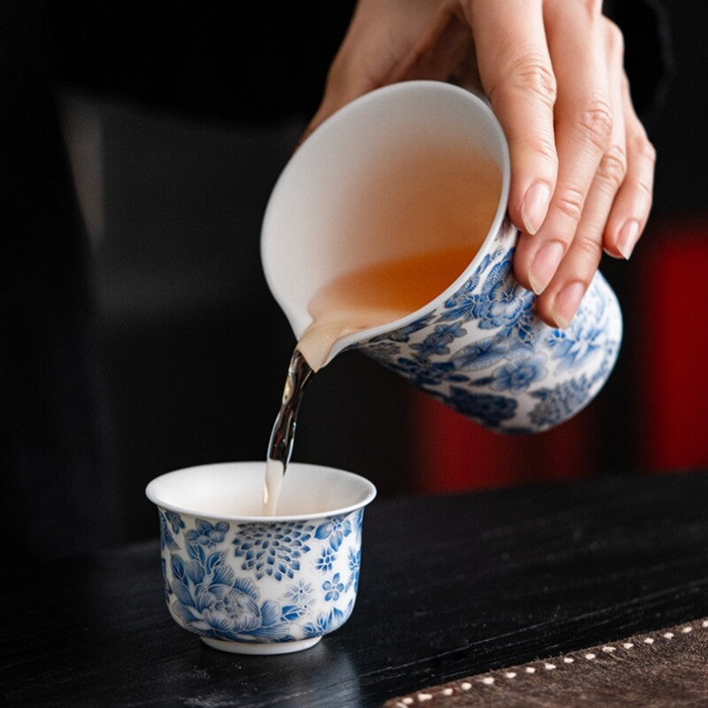 Chinese Jade Mutton Porcelain Tea Set Ceramic Tea Pot Cup Gaiwan Pitcher Filter