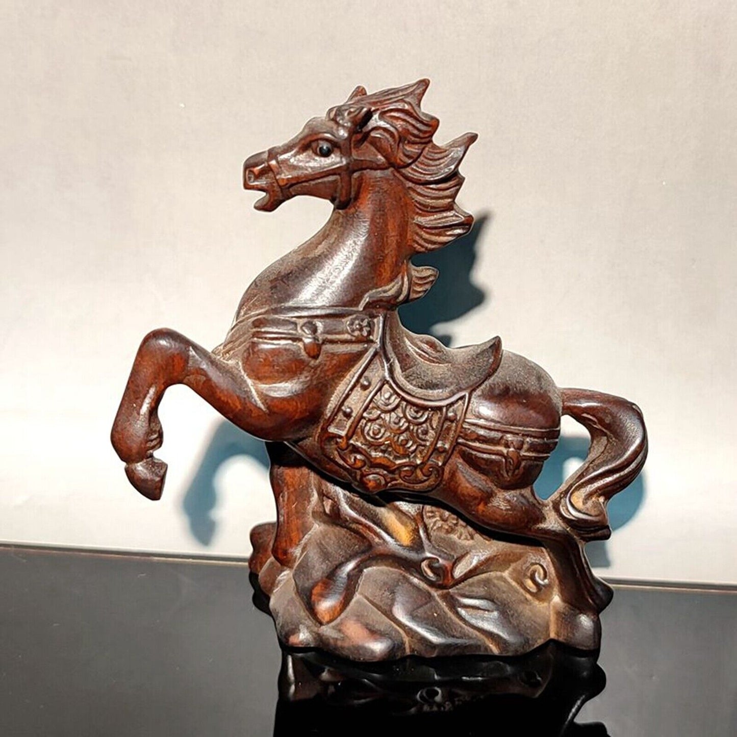 wood sculpture amusing funny horse figurine carving decoration statue mini gift