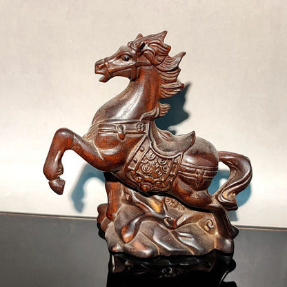 wood sculpture amusing funny horse figurine carving decoration statue mini gift